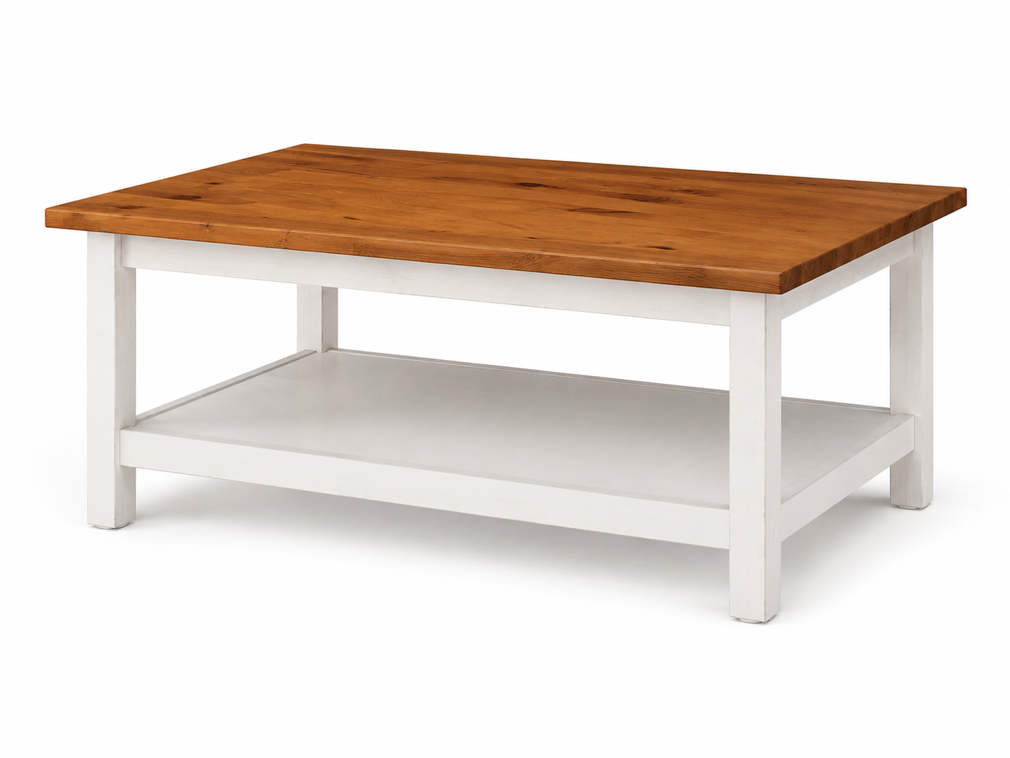 IKEA HEMNES Solid Pine Coffee Table with Lower Shelf | White & Light Brown, 90x90 cm