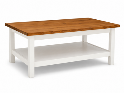 IKEA HEMNES Solid Pine Coffee Table with Lower Shelf | White & Light Brown, 90x90 cm
