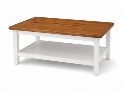 IKEA HEMNES Solid Pine Coffee Table with Lower Shelf | White & Light Brown, 90x90 cm
