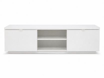 IKEA BESTÅ TV Bench with 2 Cabinets and Open Shelves | White, 180x42x38 cm