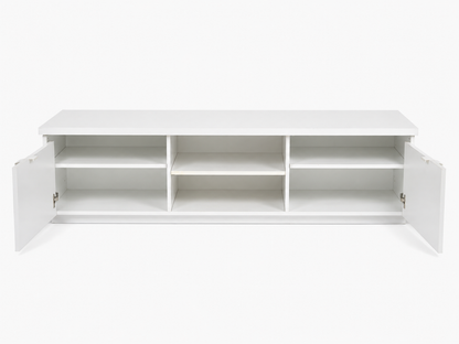 IKEA BESTÅ TV Bench with 2 Cabinets and Open Shelves | White, 180x42x38 cm