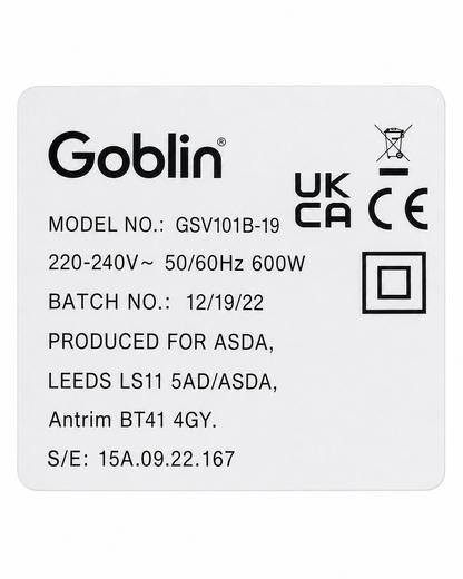Goblin GSV101B-19 2-in-1 Corded Stick & Handheld Vacuum Cleaner – 600W – Black