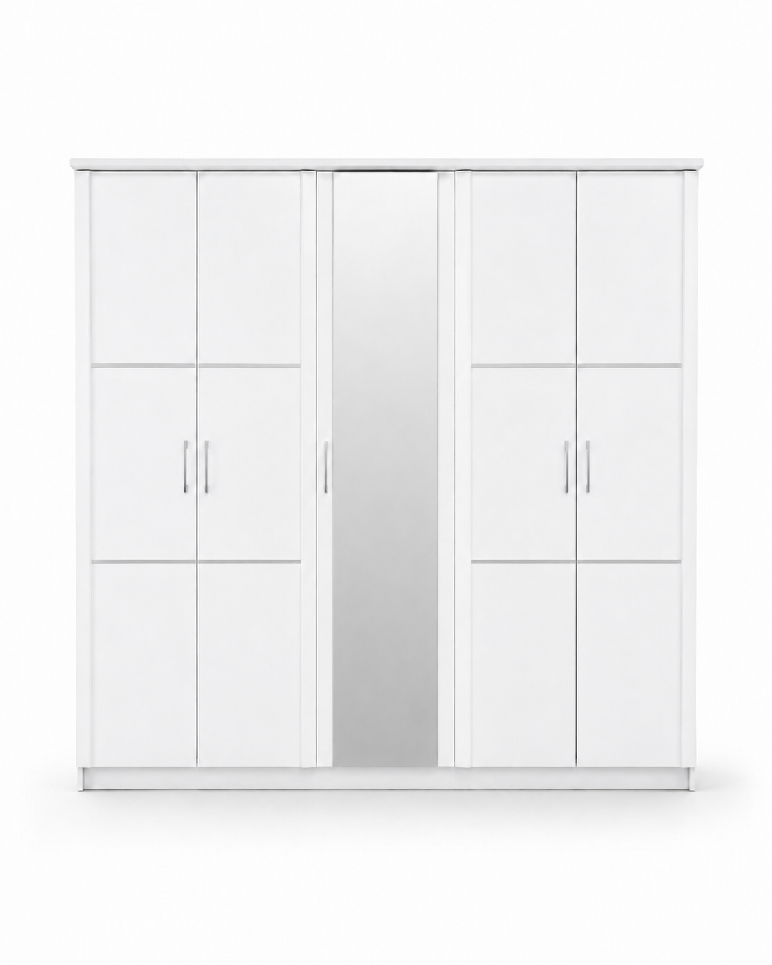 Home Box Pescara 5-Door Wardrobe with Full-Length Mirror | White