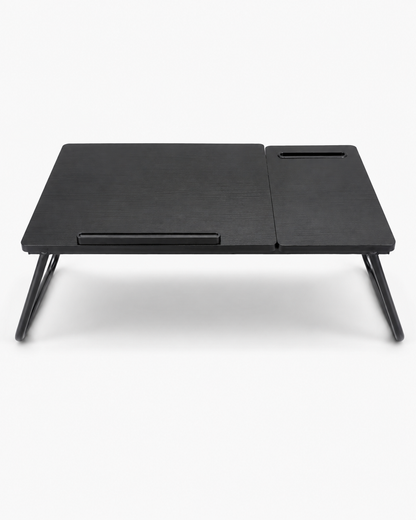 Adjustable Foldable Laptop Bed Table with Mouse Pad & Tablet Slot | Black