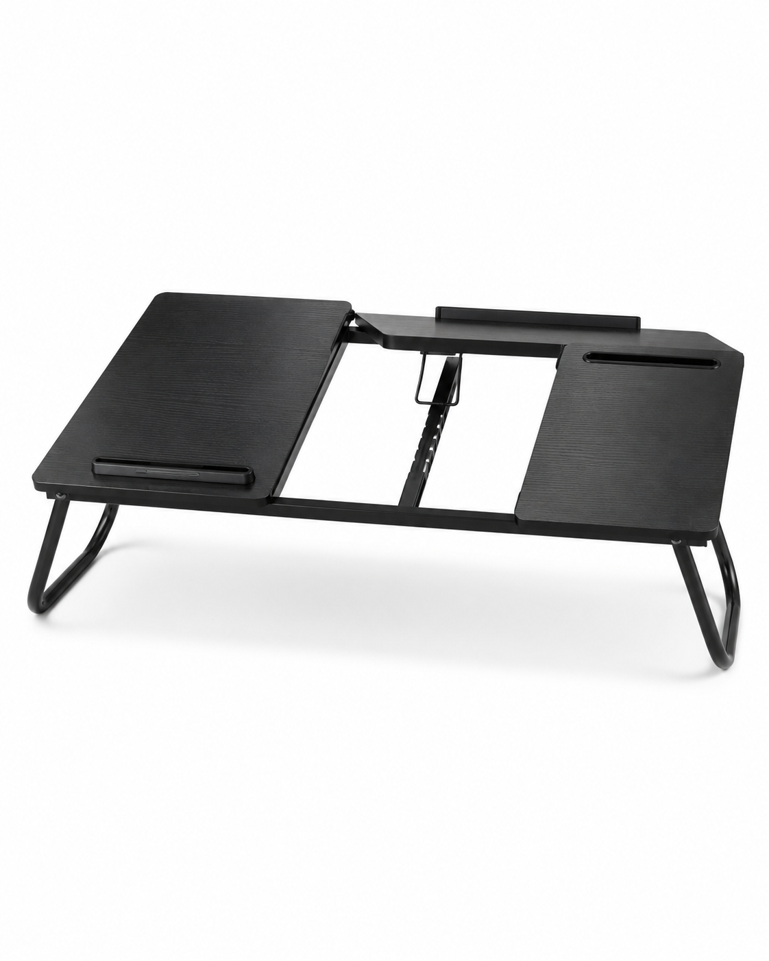 Adjustable Foldable Laptop Bed Table with Mouse Pad & Tablet Slot | Black