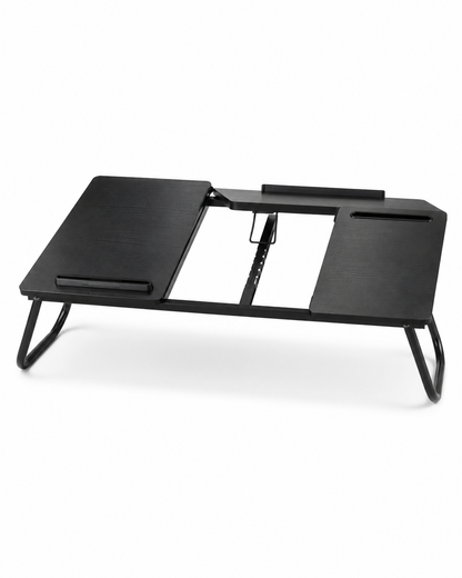 Adjustable Foldable Laptop Bed Table with Mouse Pad & Tablet Slot | Black
