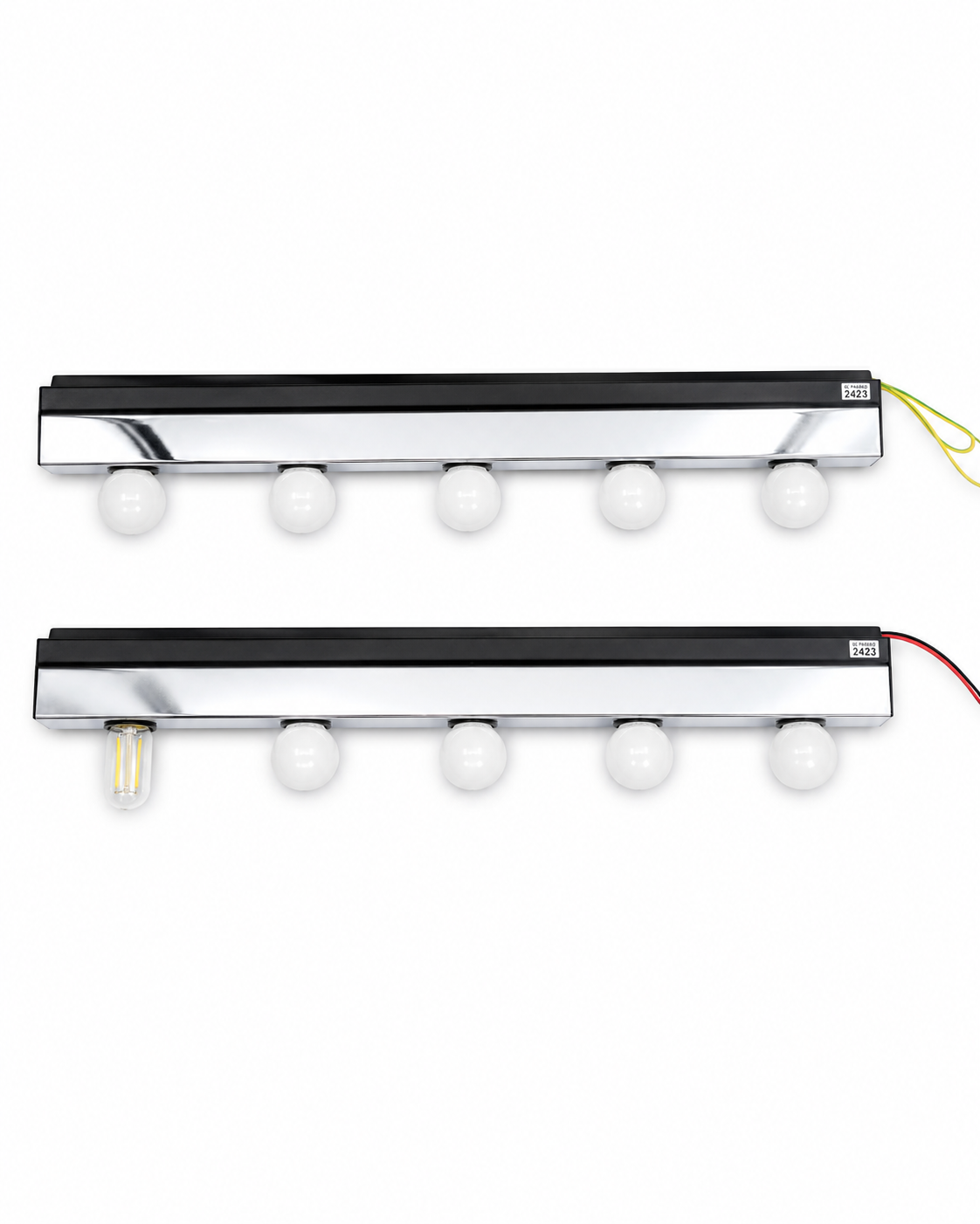 MELSAVY Hollywood Style 5-Bulb Vanity Mirror Light Bars (Pair) | Chrome