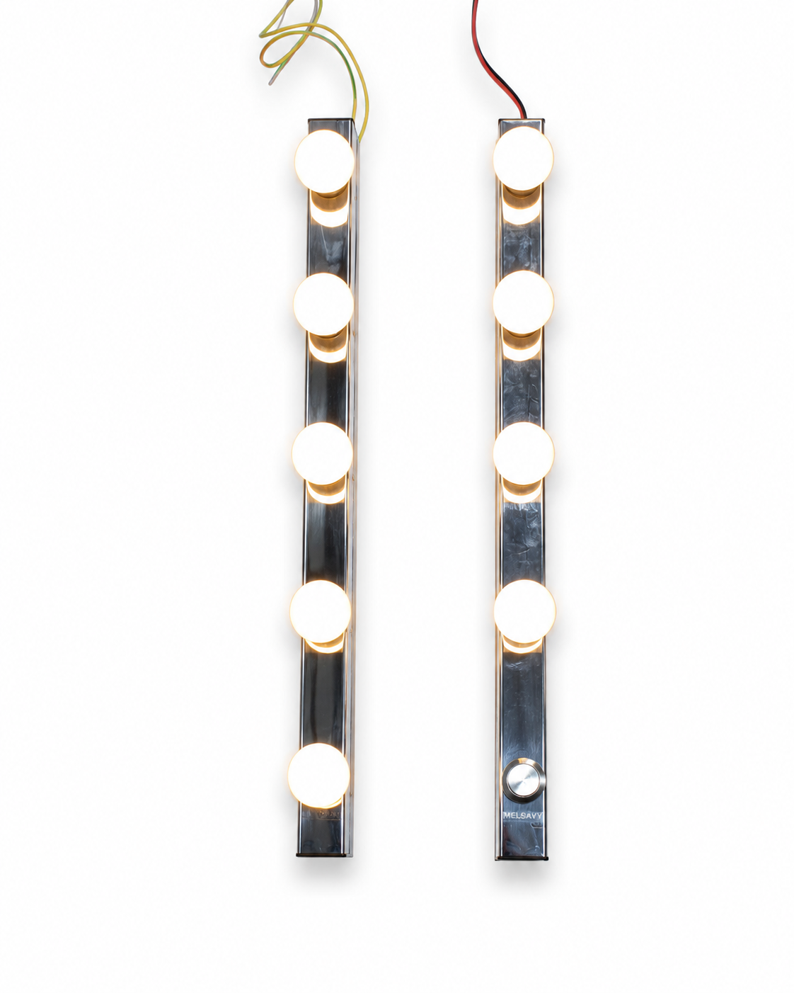 MELSAVY Hollywood Style 5-Bulb Vanity Mirror Light Bars (Pair) | Chrome