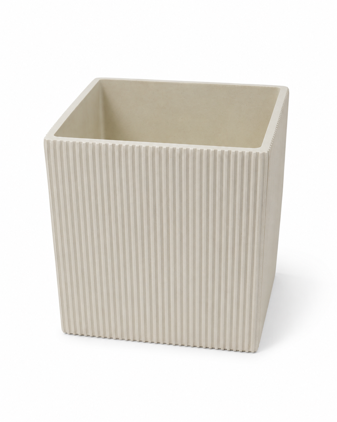 Modern Square Ribbed Planter Pot | Cream