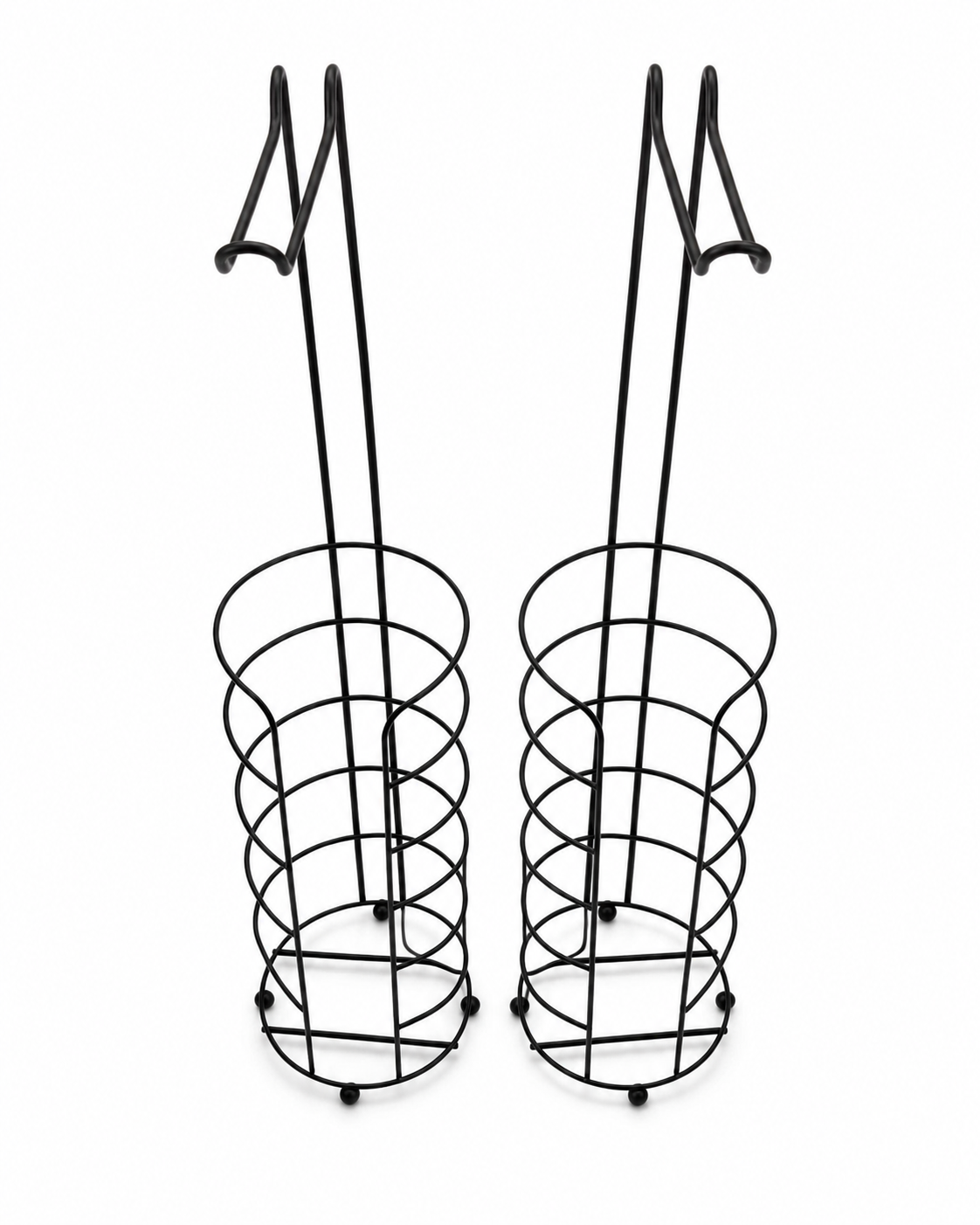 Black Metal Hanging Bottle Holder Basket (Set of 2)
