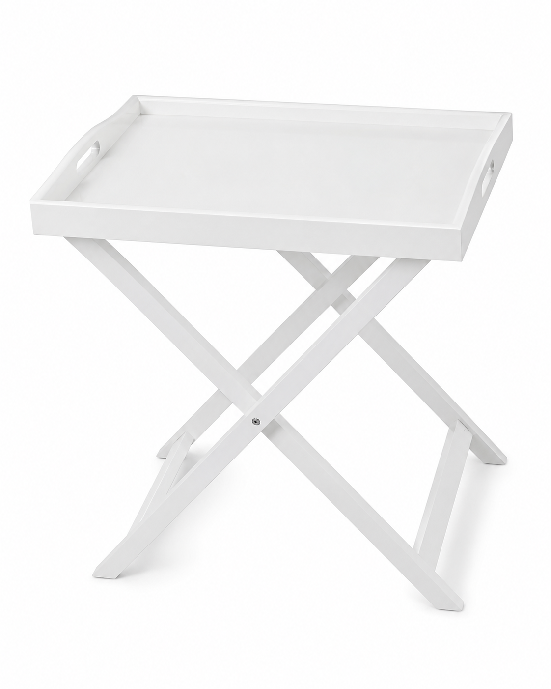 White Folding Tray Table with Removable Serving Tray