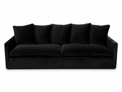 Luxury Black Velvet 4-Seater Sofa with Loose Cushions