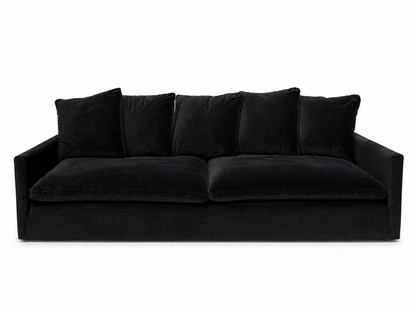 Luxury Black Velvet 4-Seater Sofa with Loose Cushions
