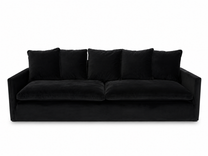 Luxury Black Velvet 4-Seater Sofa with Loose Cushions