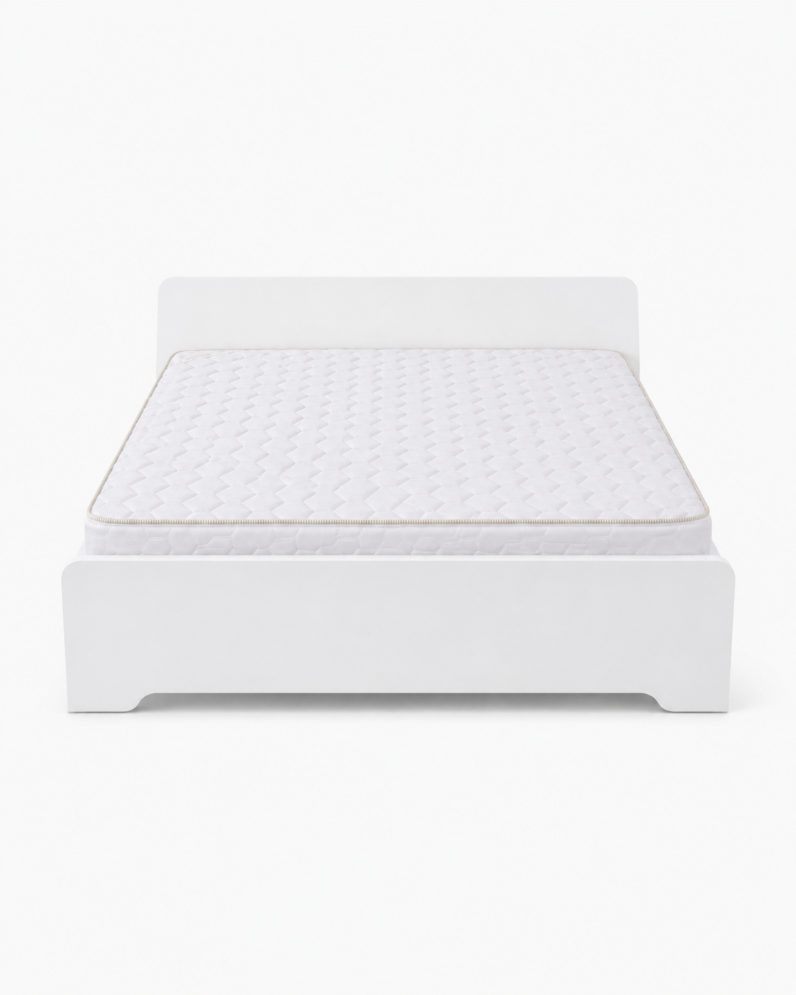 Home Box Modern White Wooden Queen Bed Frame with Mattress | 150x200 cm