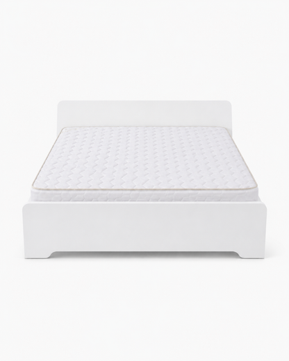 Home Box Modern White Wooden Queen Bed Frame with Mattress | 150x200 cm
