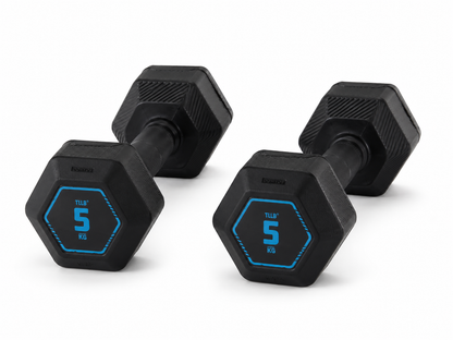 DOMYOS Hex Dumbbell Pair – 5 kg Each / 10 kg Total