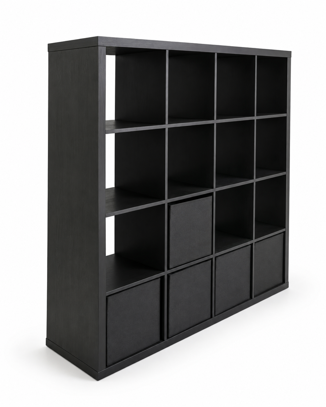 IKEA KALLAX 4×4 Black-Brown 16-Cube Shelving Unit with 5 Storage Boxes
