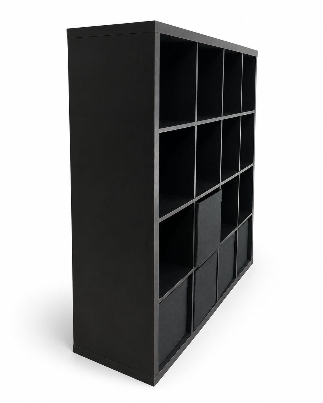 IKEA KALLAX 4×4 Black-Brown 16-Cube Shelving Unit with 5 Storage Boxes