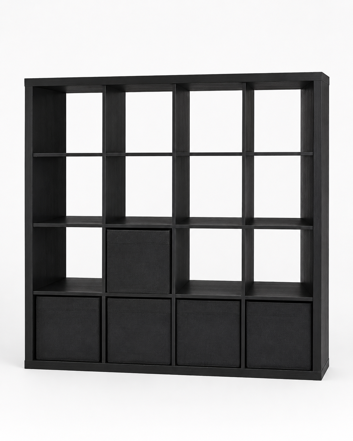 IKEA KALLAX 4×4 Black-Brown 16-Cube Shelving Unit with 5 Storage Boxes