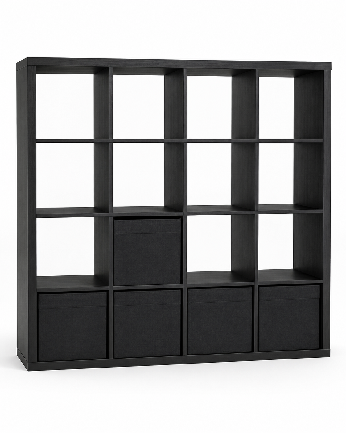 IKEA KALLAX 4×4 Black-Brown 16-Cube Shelving Unit with 5 Storage Boxes