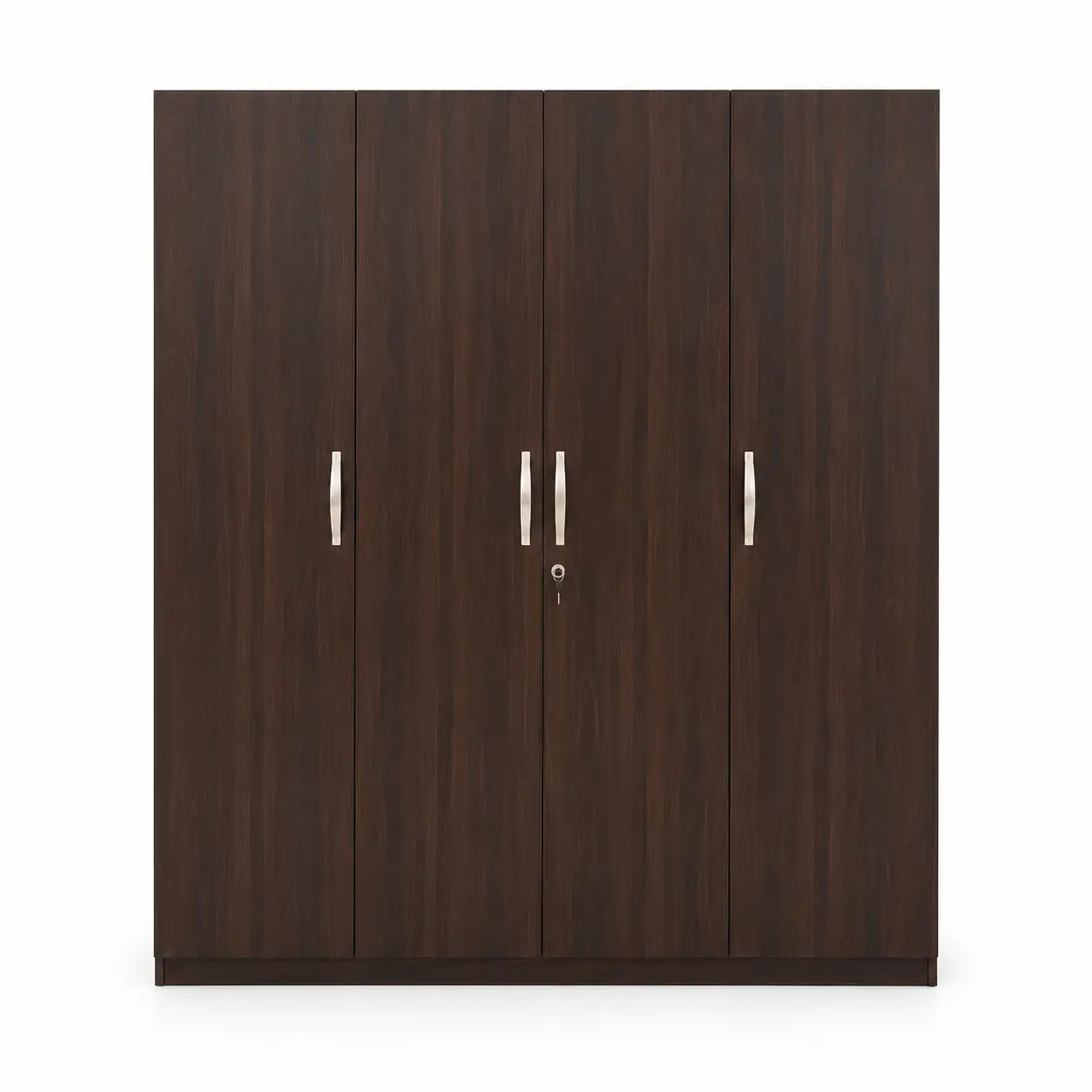 HomeTown Willy 4-Door Wardrobe | Walnut Finish, Silver Handles - use 8 months