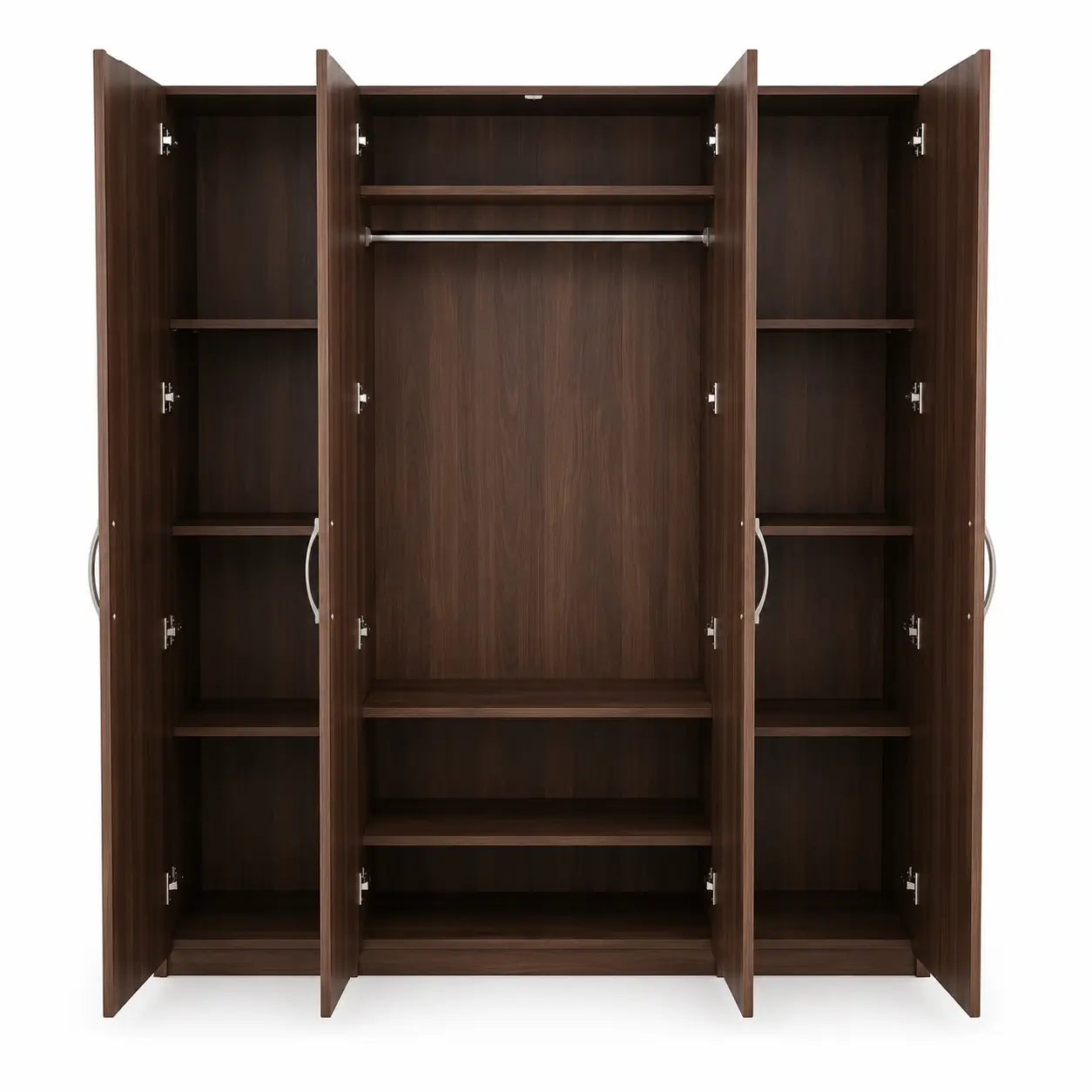 HomeTown Willy 4-Door Wardrobe | Walnut Finish, Silver Handles - use 8 months