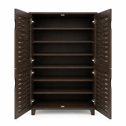 Galaxy Design 4-Door Wooden Shoe Rack & Organizer | Dark Brown, 75x37x132 cm - used 6 months