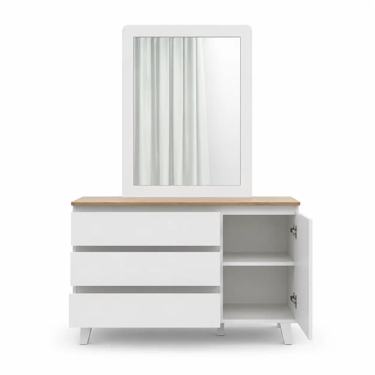 Kulltorp Plus Dresser & Mirror Set | White & Oak, 3 Drawers + Cabinet - used 3 months