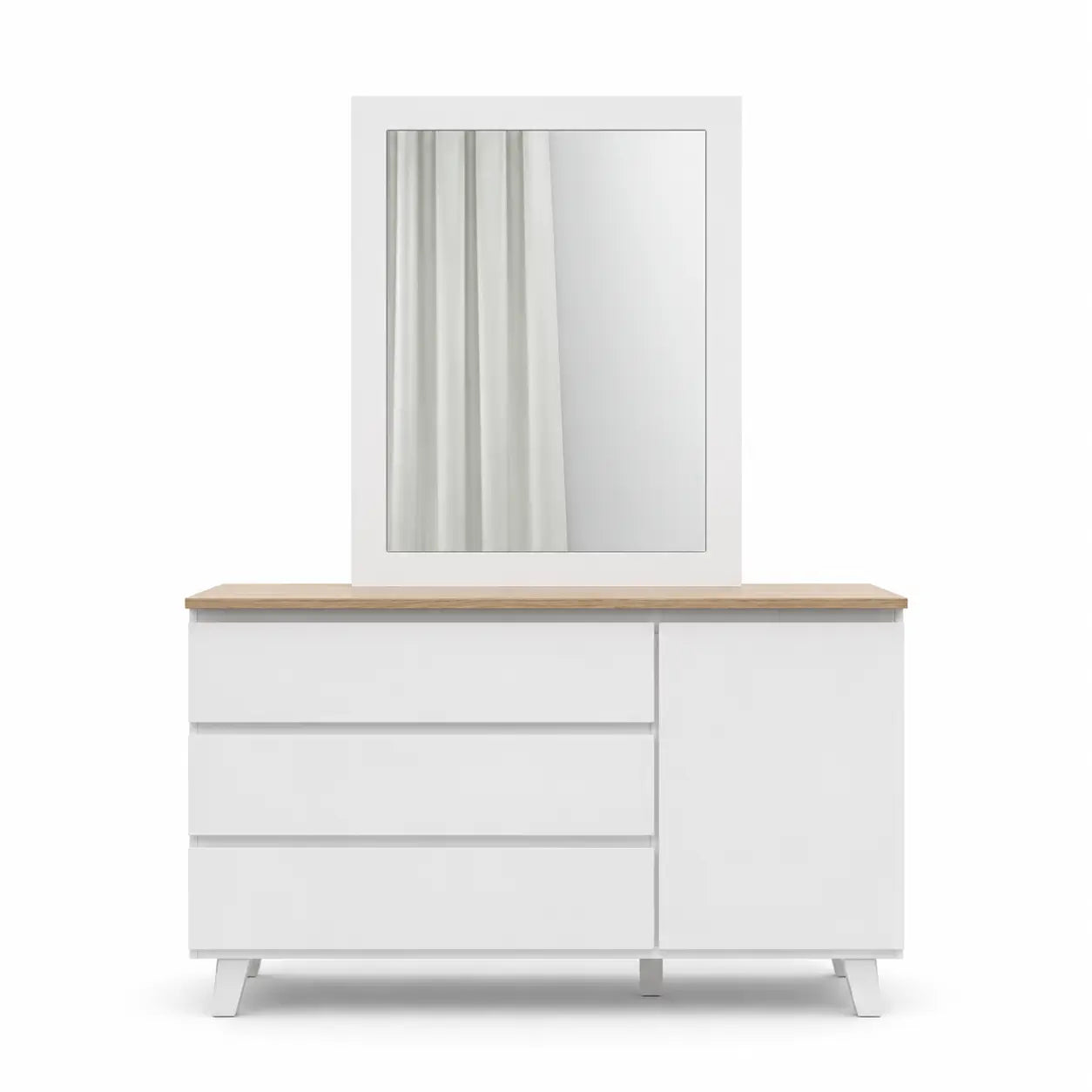 Kulltorp Plus Dresser & Mirror Set | White & Oak, 3 Drawers + Cabinet - used 3 months