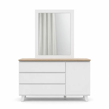 Kulltorp Plus Dresser & Mirror Set | White & Oak, 3 Drawers + Cabinet - used 3 months