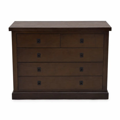 Rustic Dark Brown 5-Drawer Chest | Espresso, Black Iron Ring Handles - used 4 months