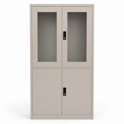 Godrej Steel Filing Cabinet | Grey, Lockable, Glass & Steel Doors - used 8 months