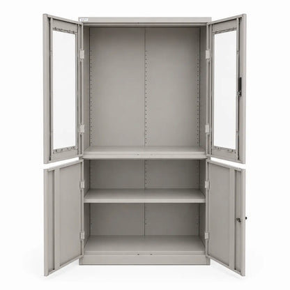 Godrej Steel Filing Cabinet | Grey, Lockable, Glass & Steel Doors - used 8 months