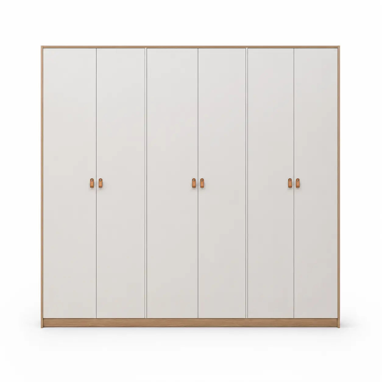 Modern Minimalist 6-Door Wardrobe | White & Oak - used 7 months