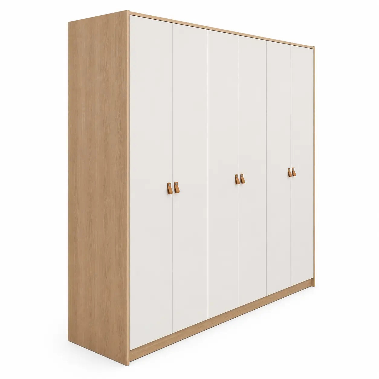 Modern Minimalist 6-Door Wardrobe | White & Oak - used 7 months