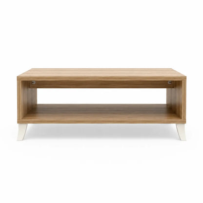 Coffee Table | Pine Brown & Off-White, Open Shelf - used 4 months