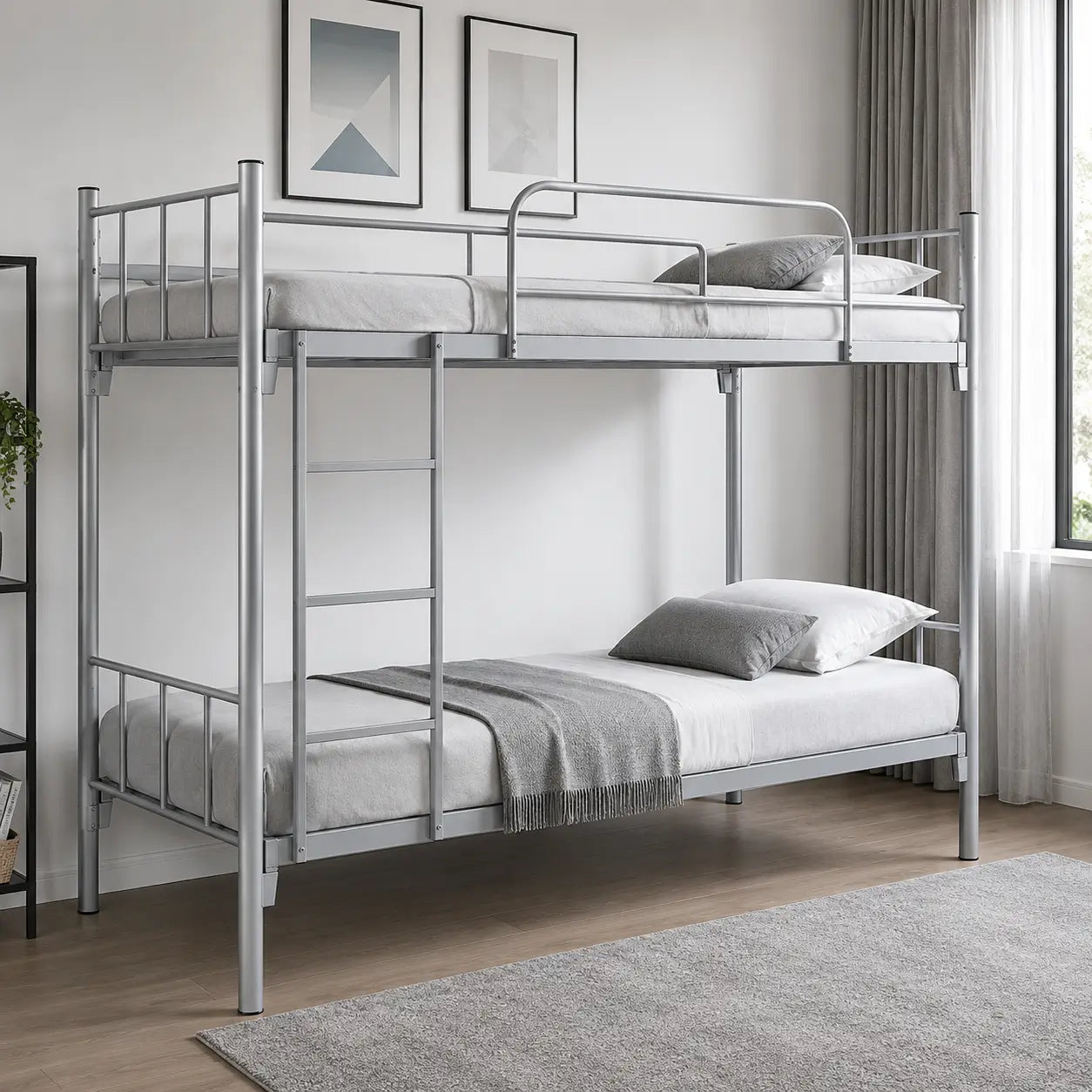 Nad Furniture HK2 Steel Bunk Bed | Silver, 190x90x170 cm, No Mattress