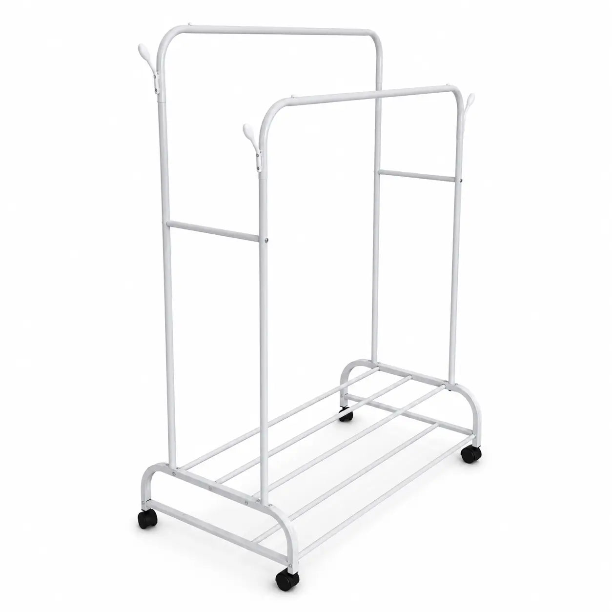 Double-Rod Garment Rack with Wheels | White, 109x57x160 cm - used 3 months