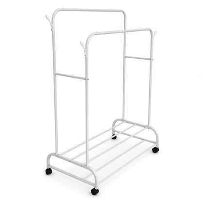 Double-Rod Garment Rack with Wheels | White, 109x57x160 cm - used 3 months