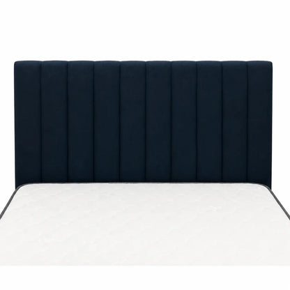 Queen Bed Set with Mattress | Navy Blue Velvet, Channel Tufted Headboard, 160x200 cm - used 3 months
