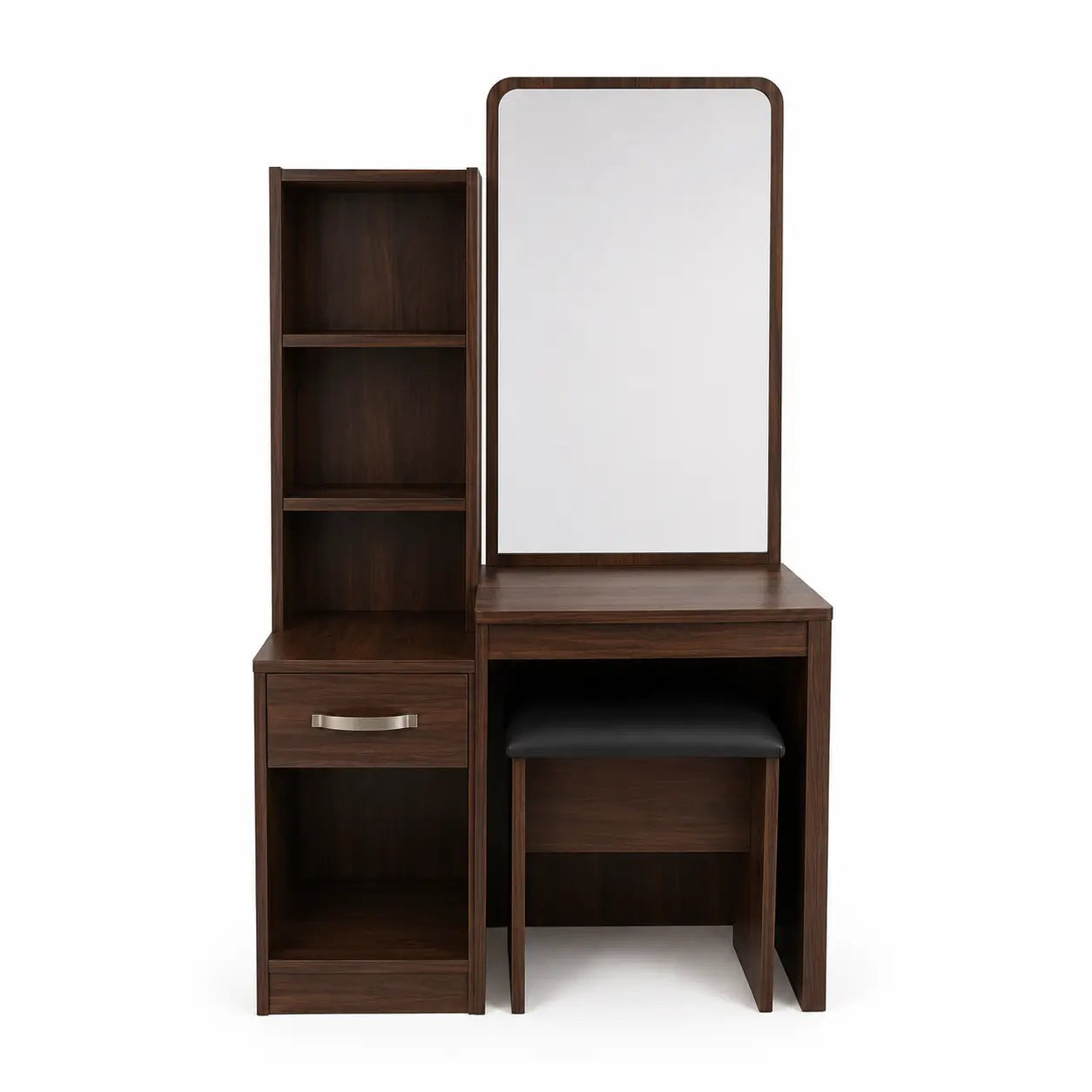 Home Box King Bedroom Set with Dresser, Mirror & Stool | Dark Brown Walnut, 180x200 cm - used 7 months