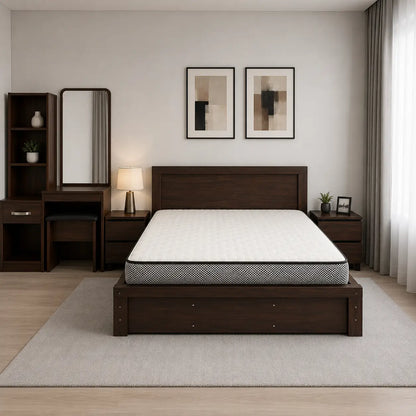Home Box King Bedroom Set with Dresser, Mirror & Stool | Dark Brown Walnut, 180x200 cm - used 7 months