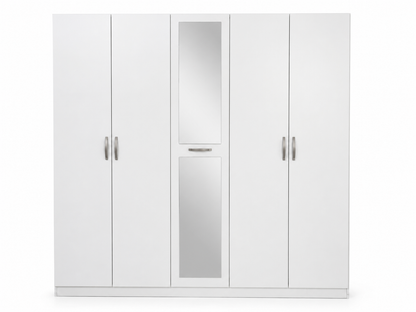 Home Box Kulltorp Plus 5-Door Wardrobe with Mirror | Neutral, 200x55x209 cm