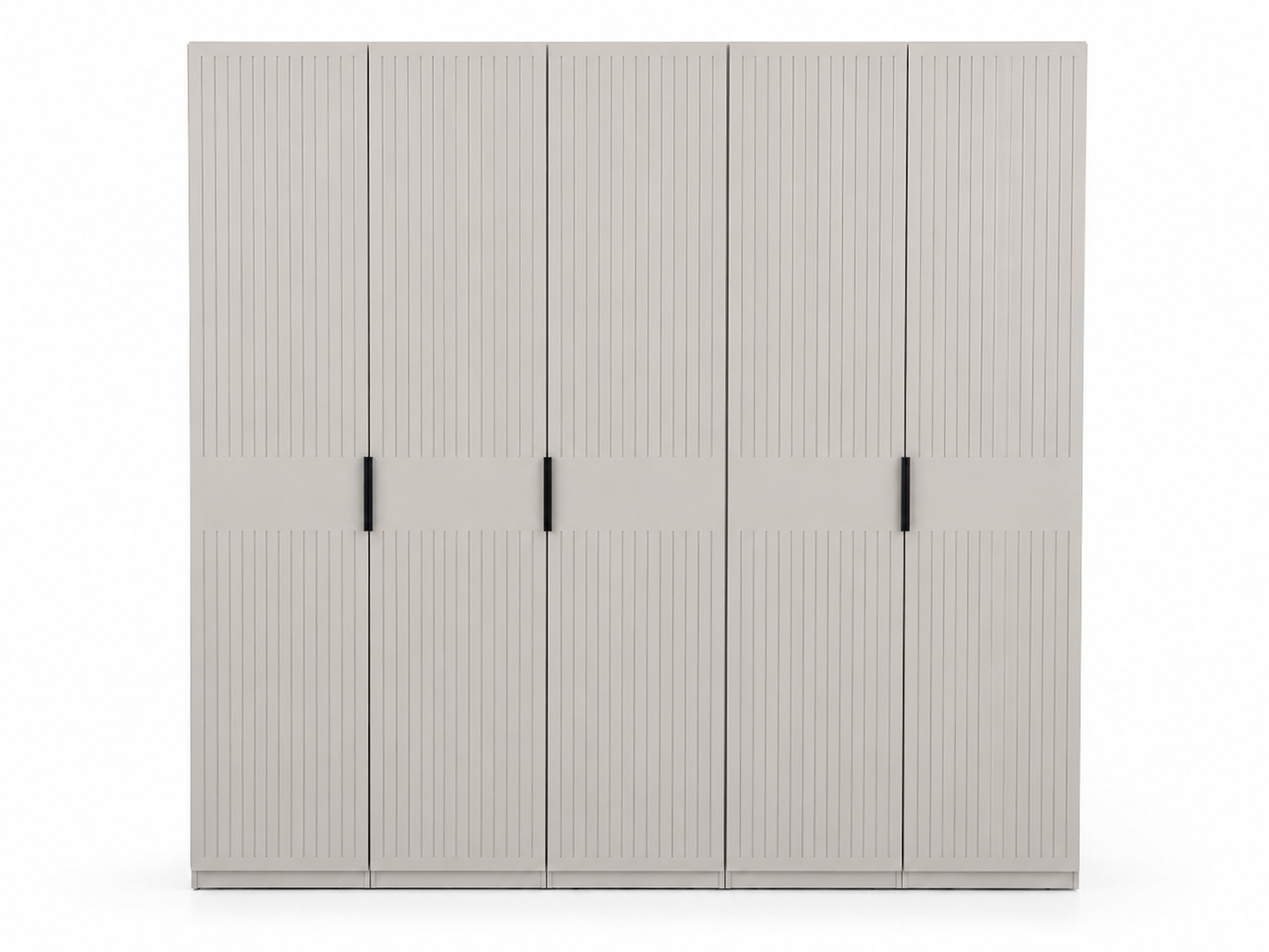 Home Center 5-Door Modern Wardrobe | Light Beige/Taupe, Fluted Design