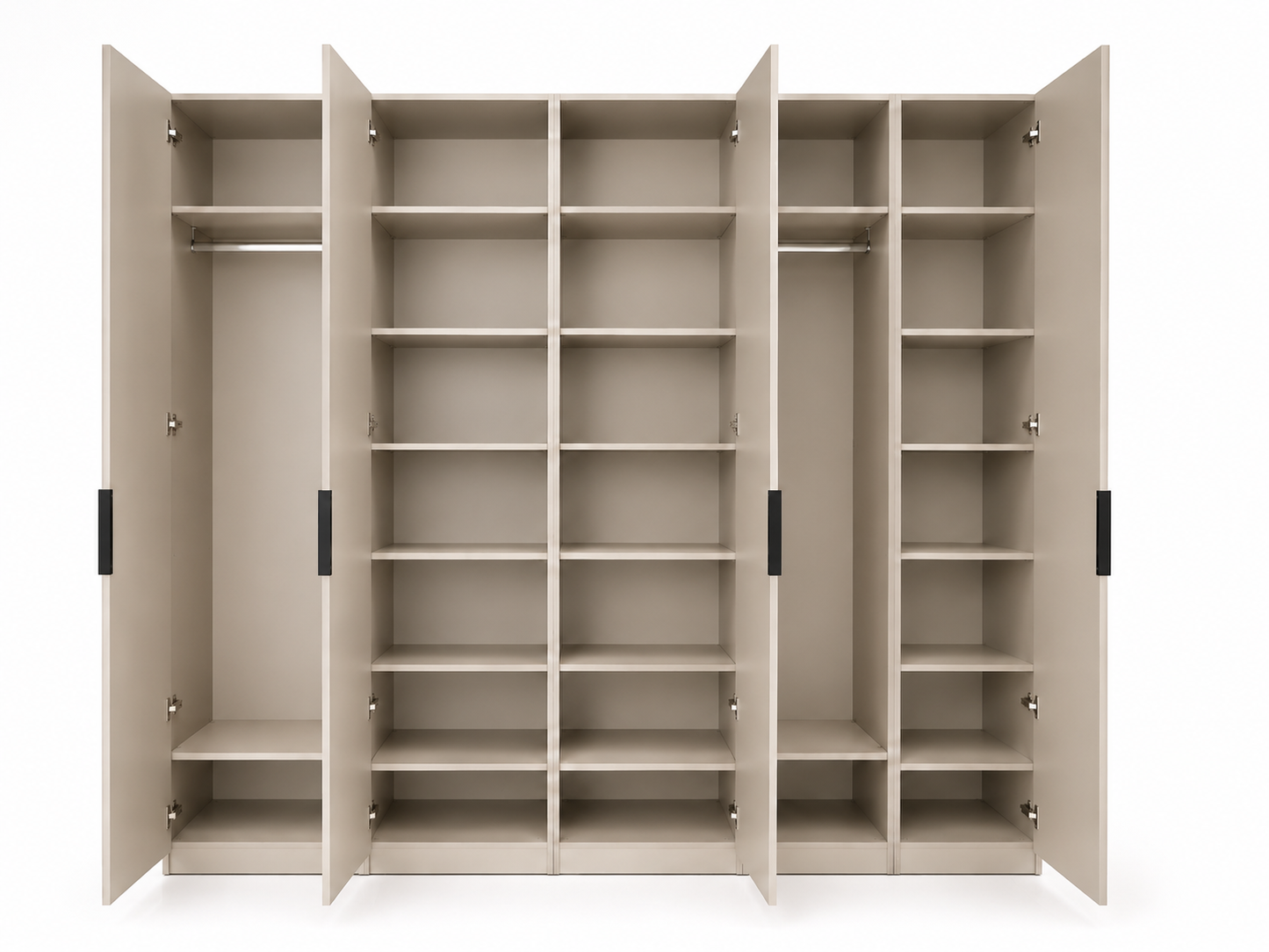 Home Center 5-Door Modern Wardrobe | Light Beige/Taupe, Fluted Design