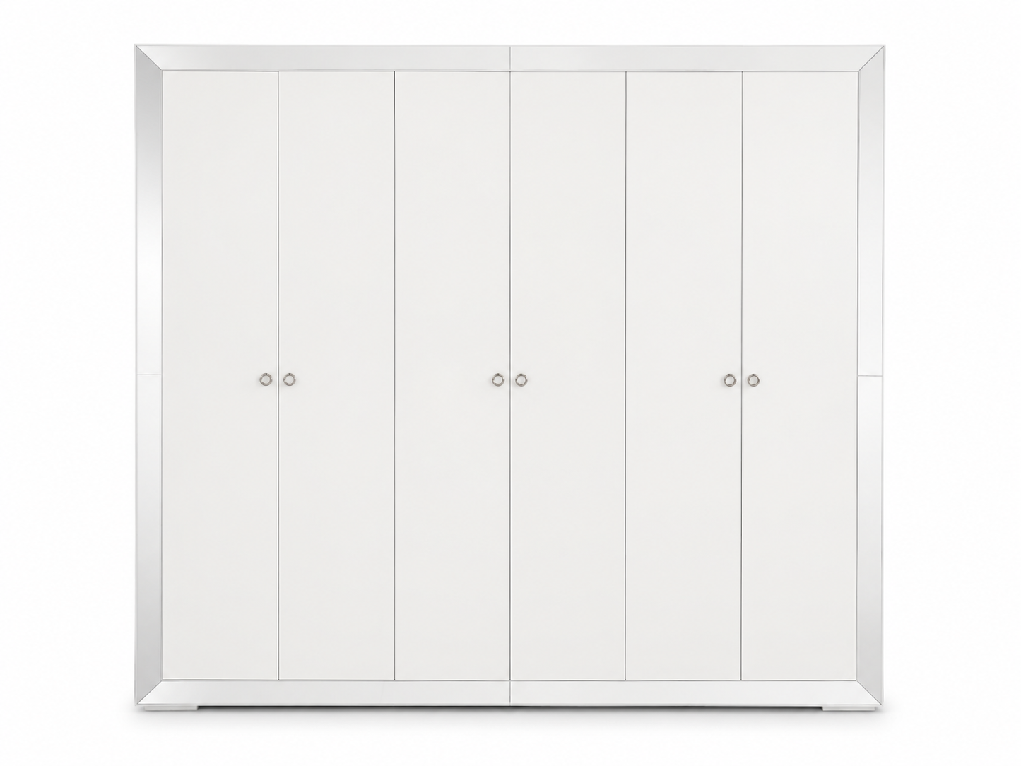 Danube Home Ezekiel 6-Door Wardrobe | White/Silver, 244.5x61.5x200 cm