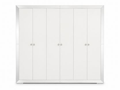 Danube Home Ezekiel 6-Door Wardrobe | White/Silver, 244.5x61.5x200 cm