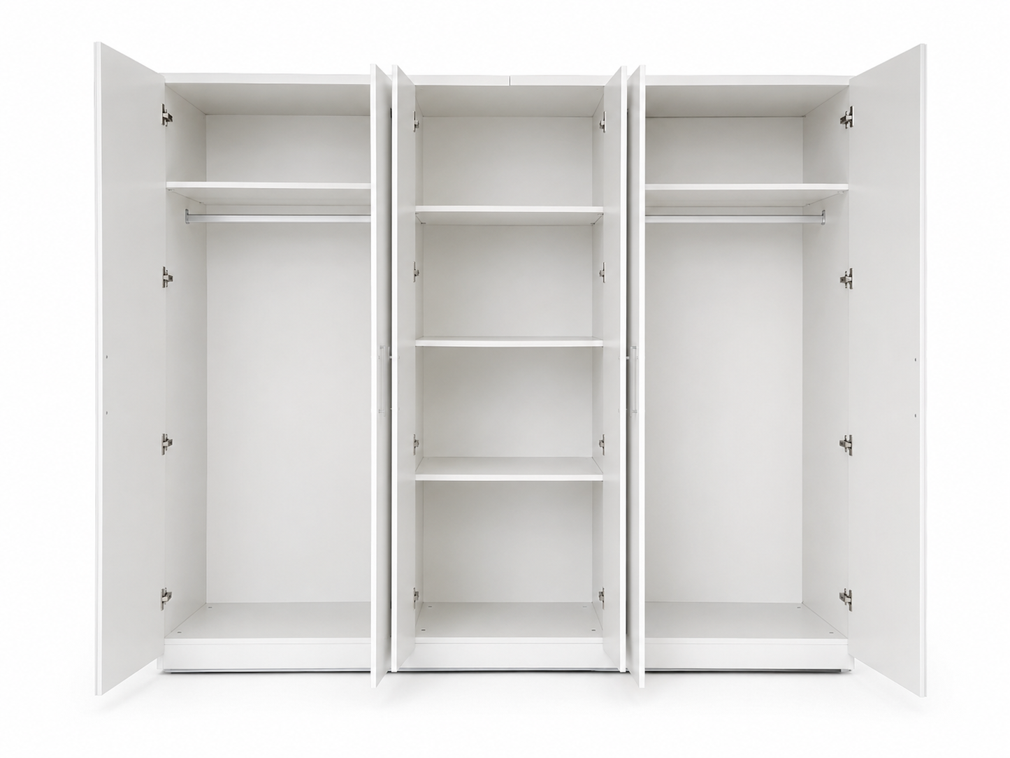 Danube Home Ezekiel 6-Door Wardrobe | White/Silver, 244.5x61.5x200 cm