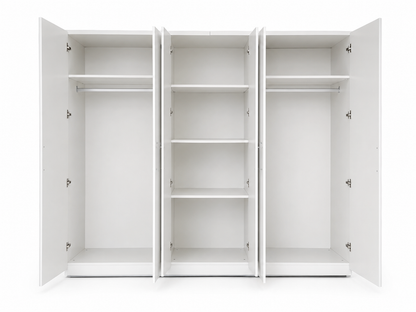 Danube Home Ezekiel 6-Door Wardrobe | White/Silver, 244.5x61.5x200 cm